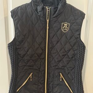 LA Equestrian Black Quilted Vest with Gold Emblem